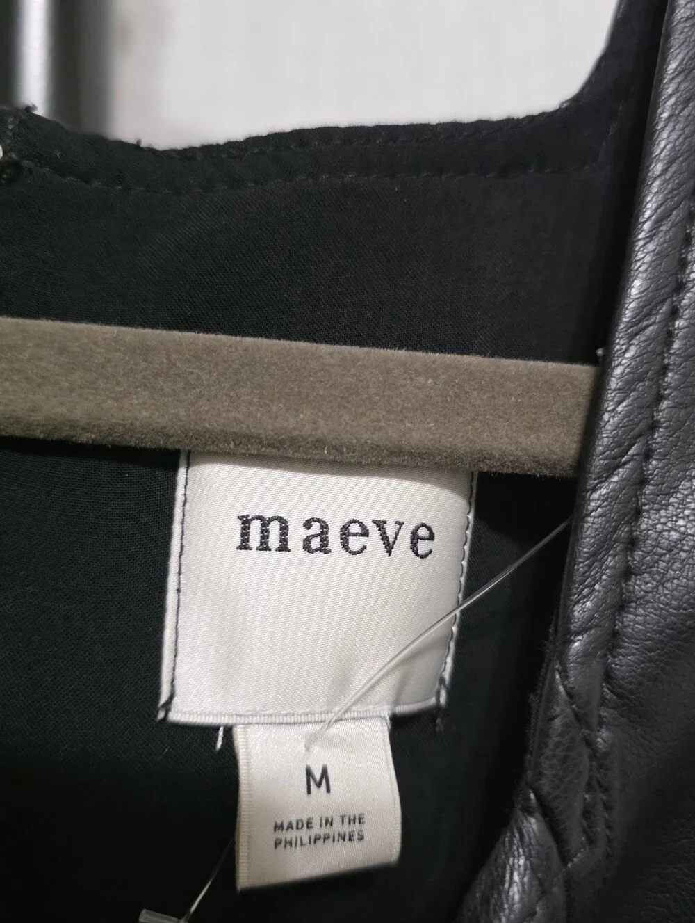 Maeve Anthropologie Black Faux Leather Shift Dress Med Vegan Leather Mini Dress